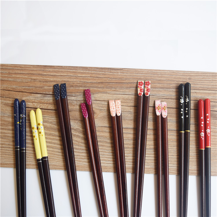 創意尖頭特色指甲筷子套裝家用高檔木筷餐具紅黑情侶筷