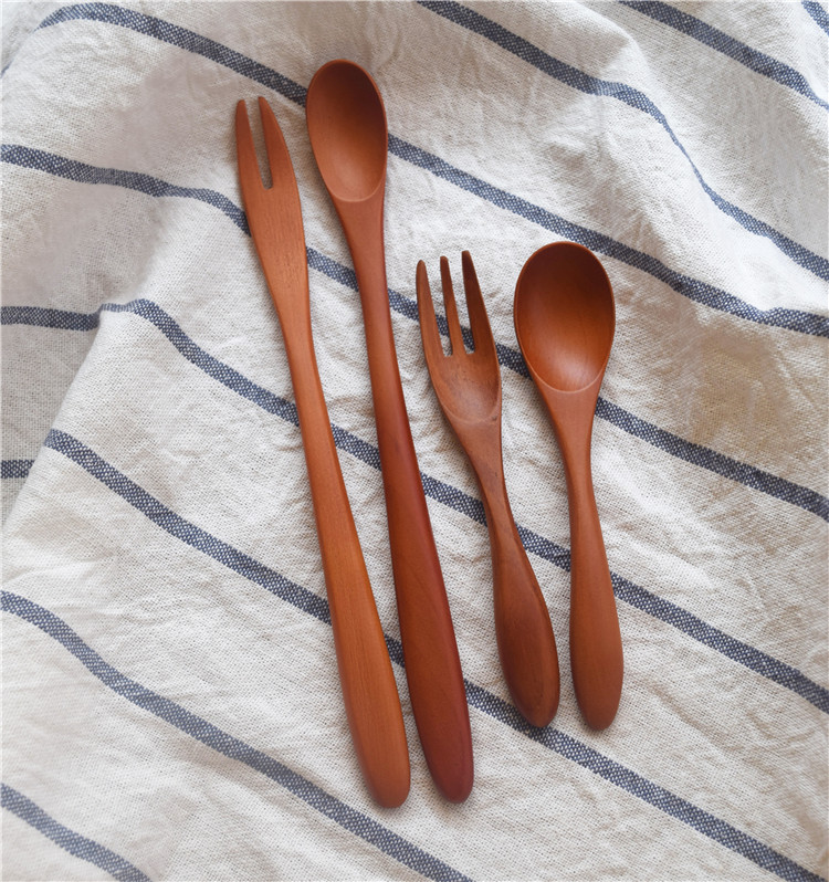 創意特色木制便攜勺叉套裝點心咖啡勺餐具兒童勺叉