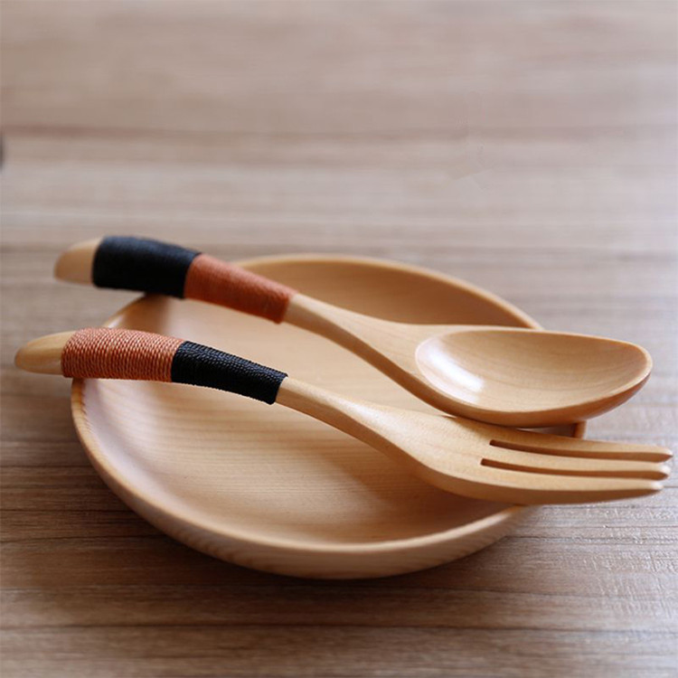 創意天然原木勺子環保日式和風餐具栗木勺子叉子套裝西餐餐具