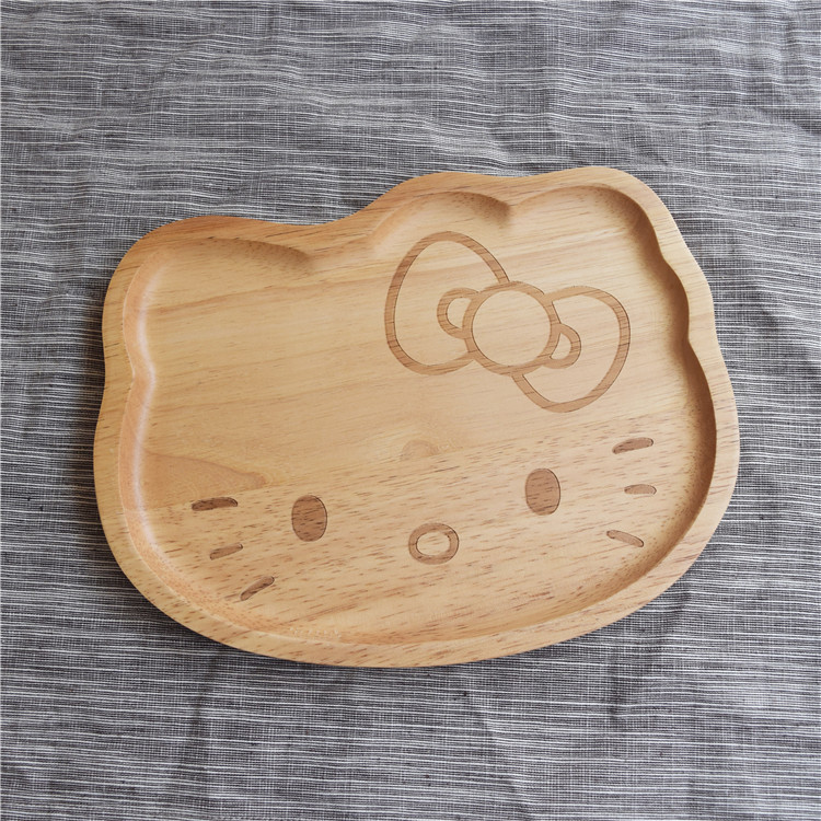 木托盤木碟子卡通盤子可愛kitty貓動物日式原木兒童餐具zakka創意